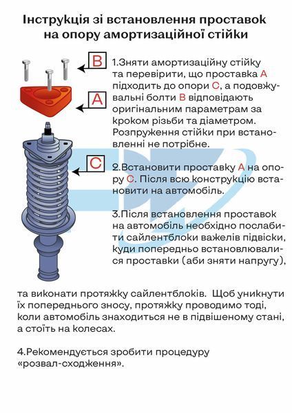 Проставки передні на верх опори поліуретанові Volkswagen E-Golf (2014-2018) 33001R20-B8-VW04 фото